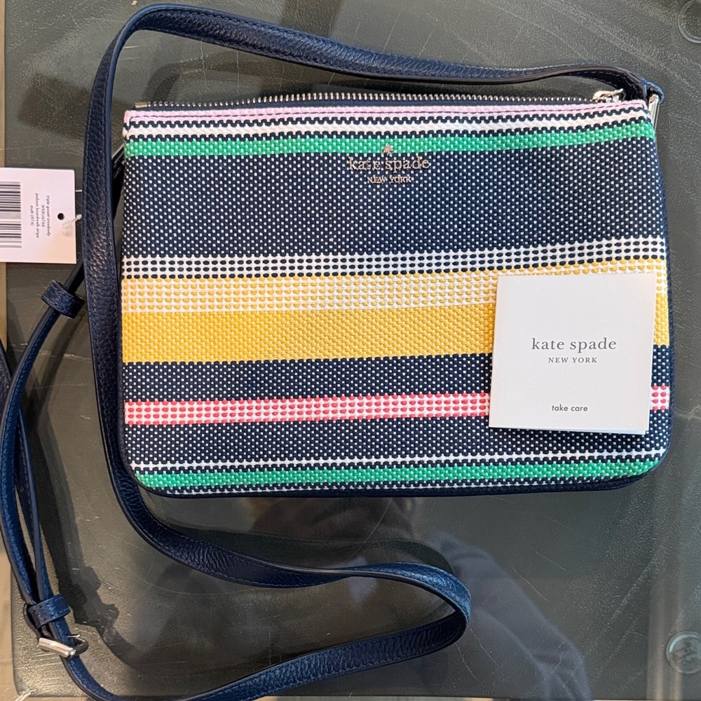 NWT Kate Spade Triple Gusset Crossbody in Jackson Boardwalk Stripe - Picture 7 of 10
